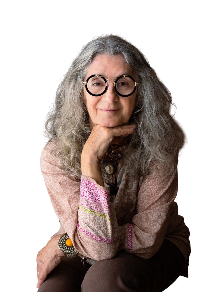 Portrait of Tatjana Kilibarda seated with her chin resting on her hand.